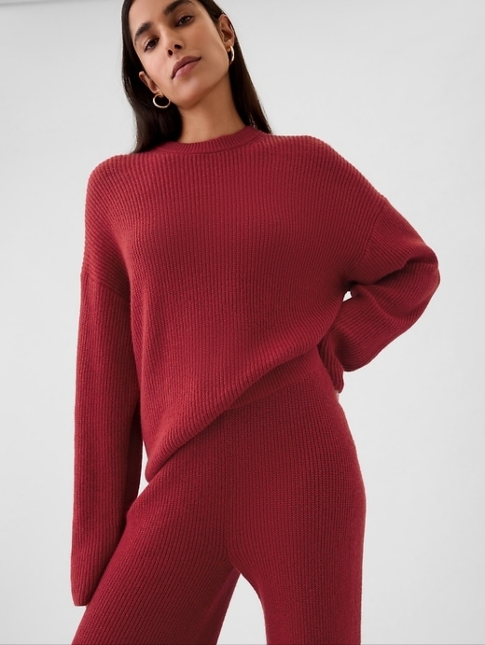 Gap CashSoft Shaker Stitch Sweater Crew Neck Sled Red Size Small